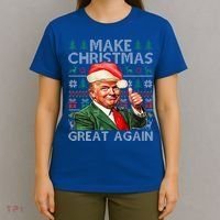 Make Christmas Great Again Funny Trump Xmas Snow T-Shirt thumb 4
