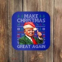 Make Christmas Great Again Funny Trump Xmas Snow Coaster thumb 0