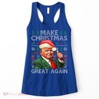Make Christmas Great Again Funny Trump Xmas Snow Women's Tank Top thumb 0