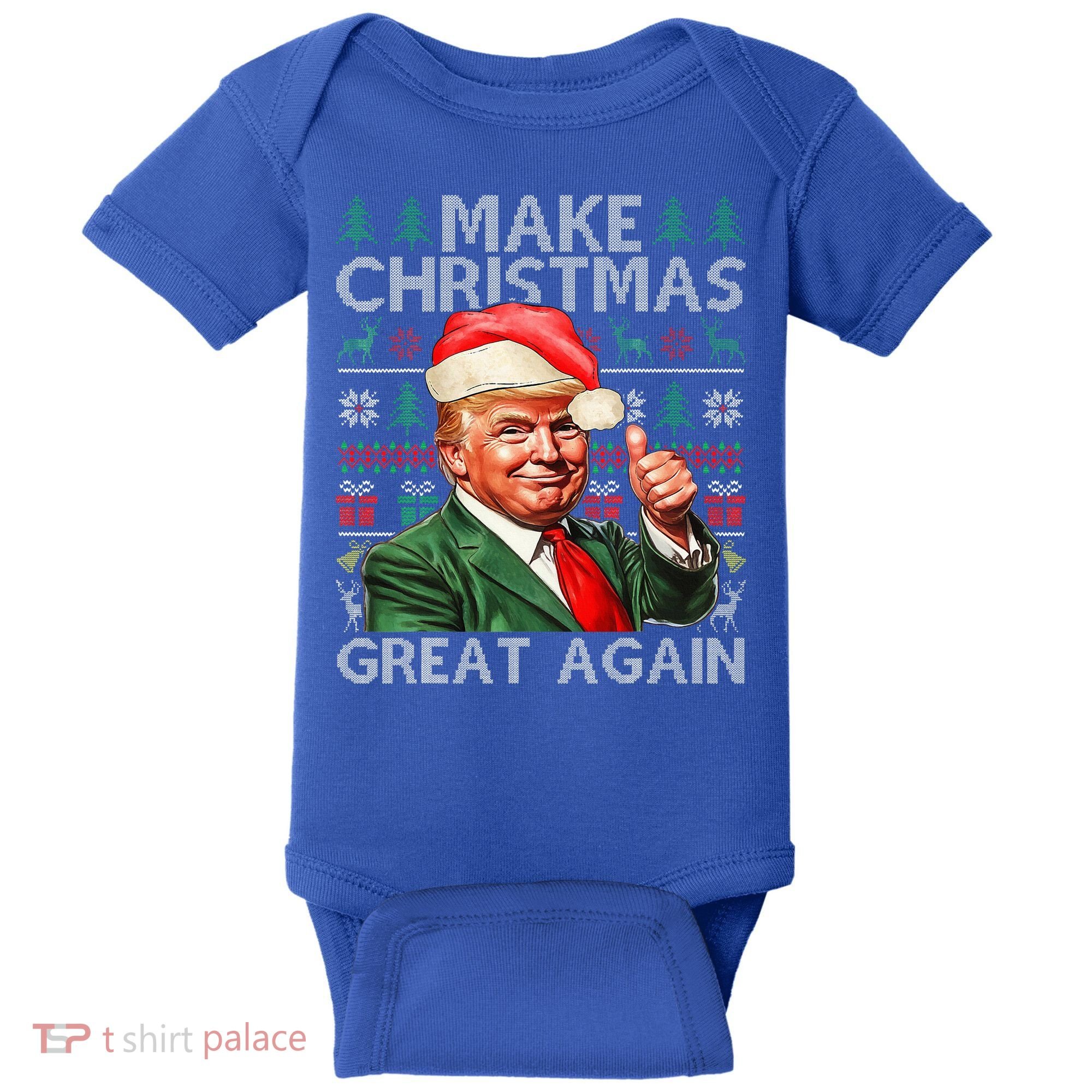 Make Christmas Great Again Funny Trump Xmas Snow Baby Bodysuit