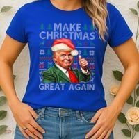 Make Christmas Great Again Funny Trump Xmas Snow Women's T-Shirt thumb 2