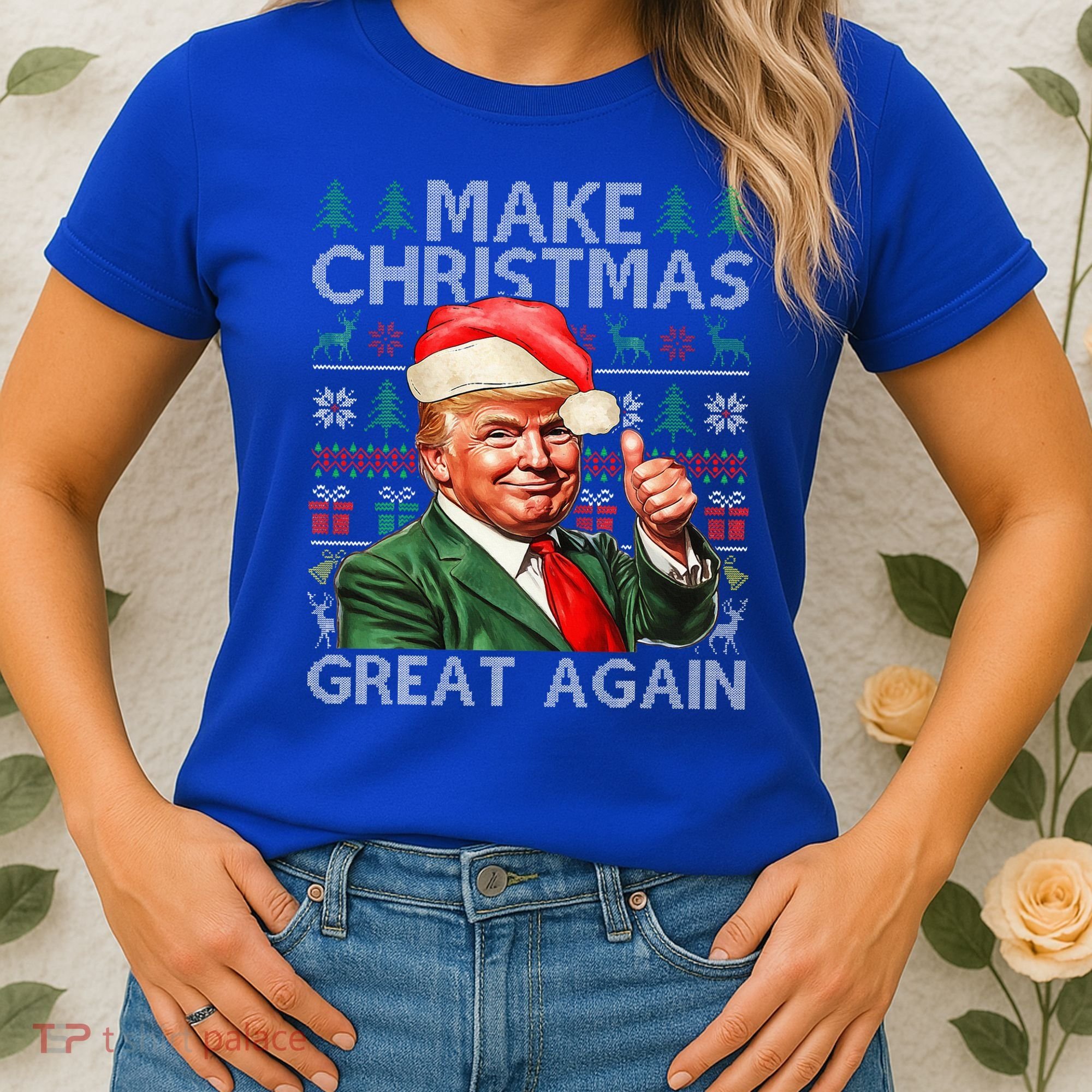 Make Christmas Great Again Funny Trump Xmas Snow Women's T-Shirt