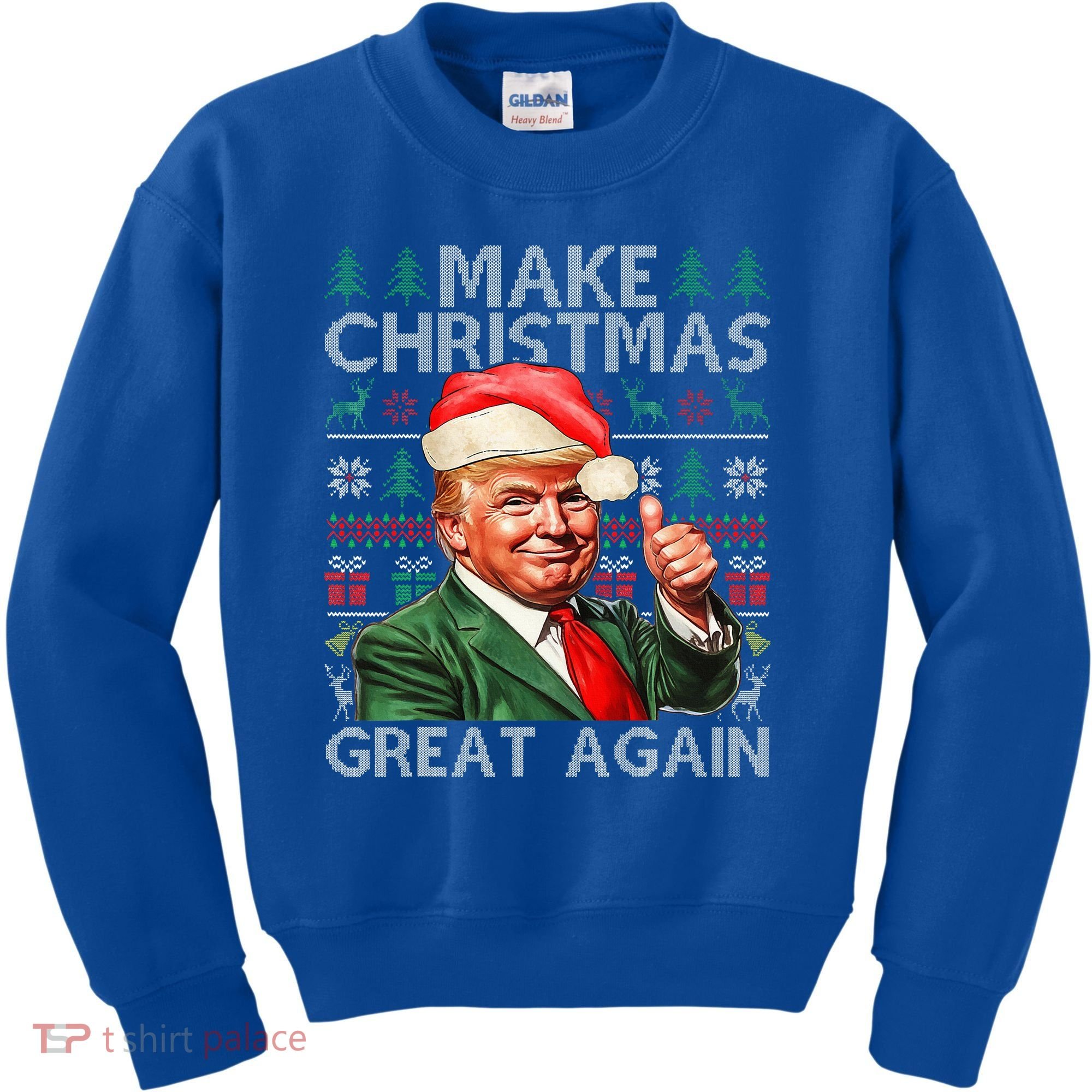 Make Christmas Great Again Funny Trump Xmas Snow Kids Sweatshirt