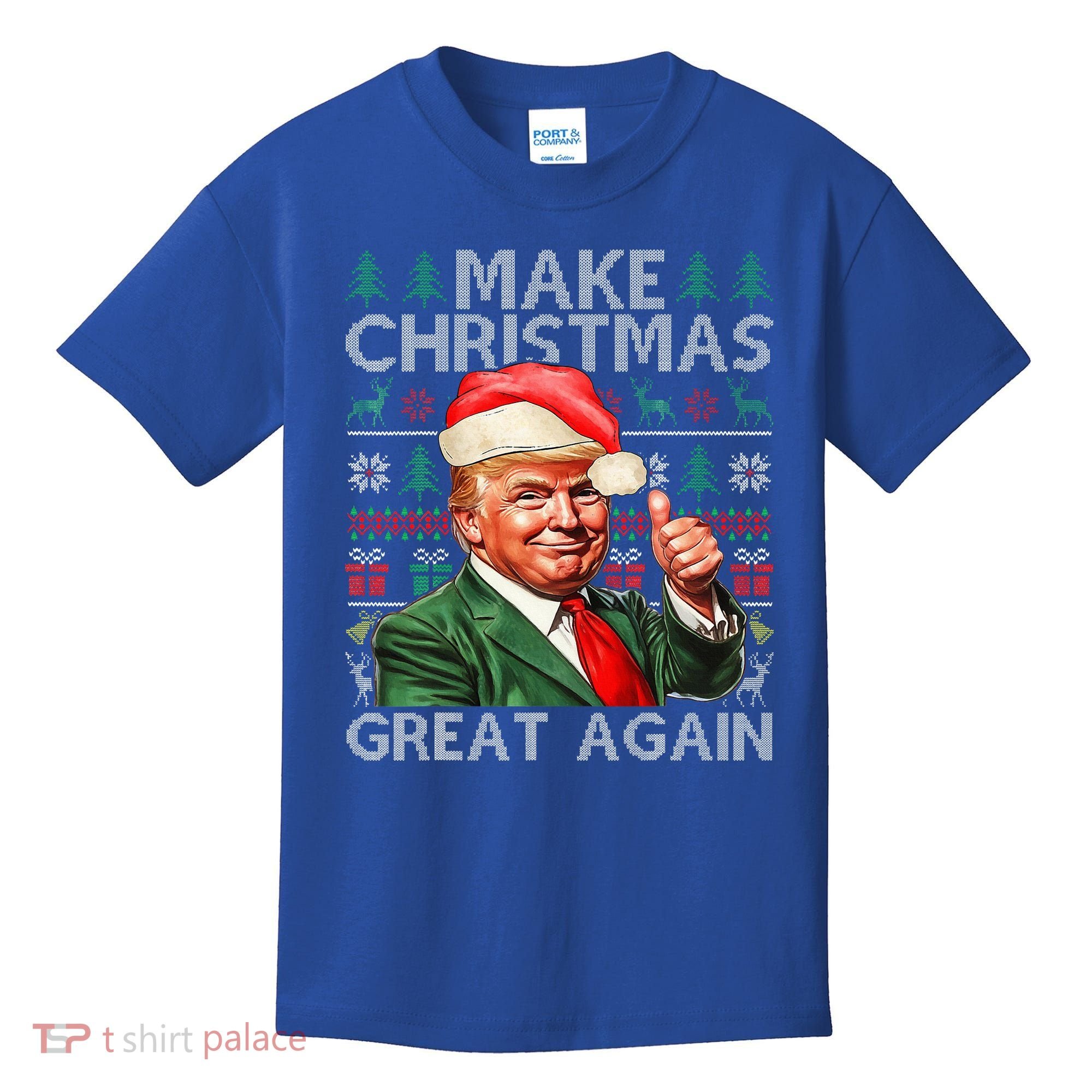 Make Christmas Great Again Funny Trump Xmas Snow Kids T-Shirt