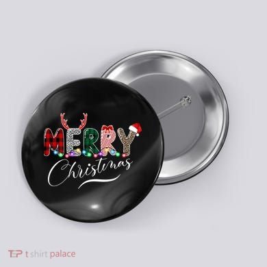 Merry Christmas Holiday Cute Patterns Button