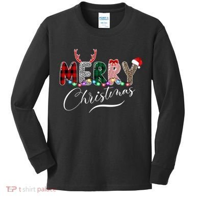 Merry Christmas Holiday Cute Patterns Kids Long Sleeve Shirt