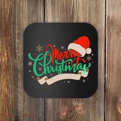 Merry Christmas Holiday Santa Snowflake Coaster