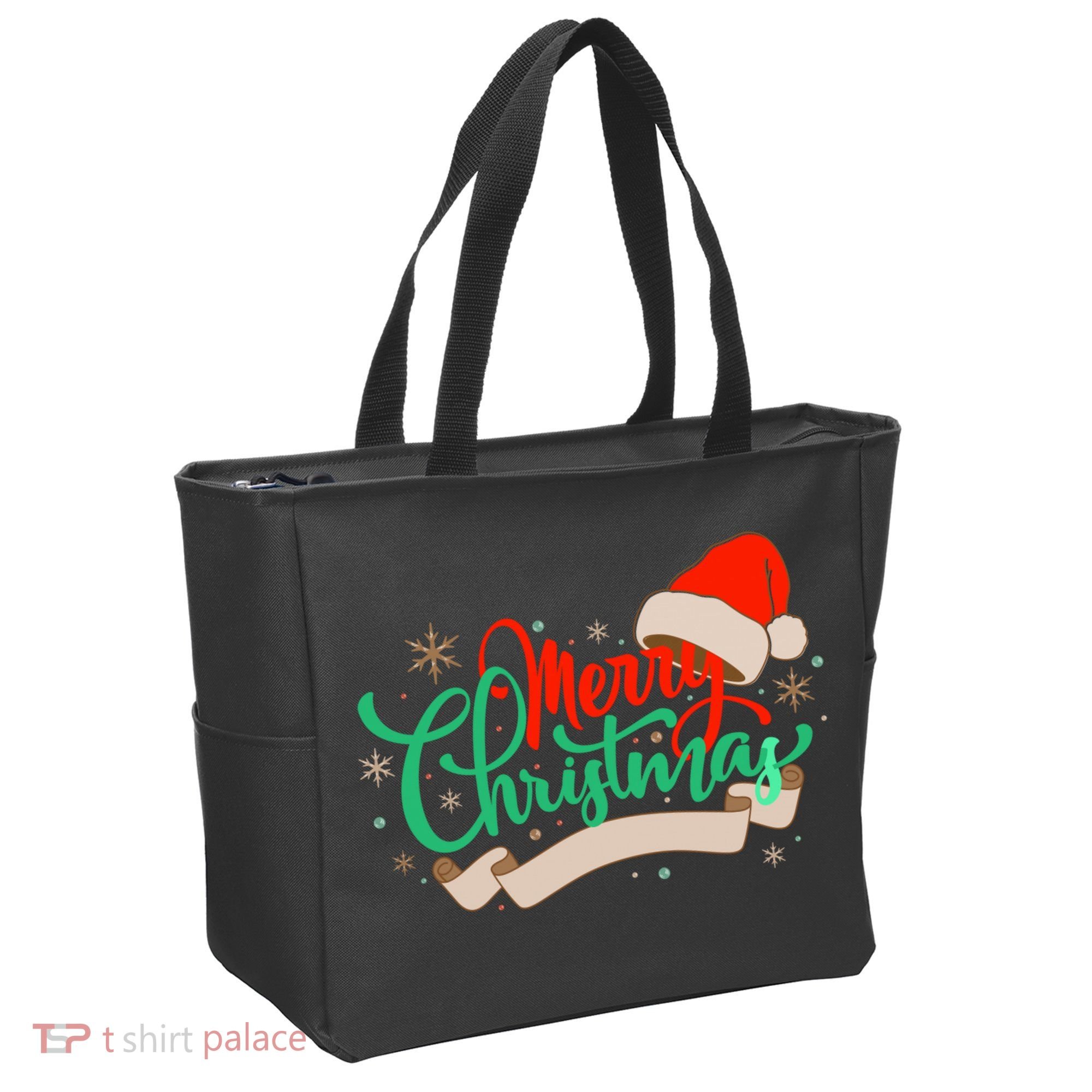 Merry Christmas Holiday Santa Snowflake Tote Bag
