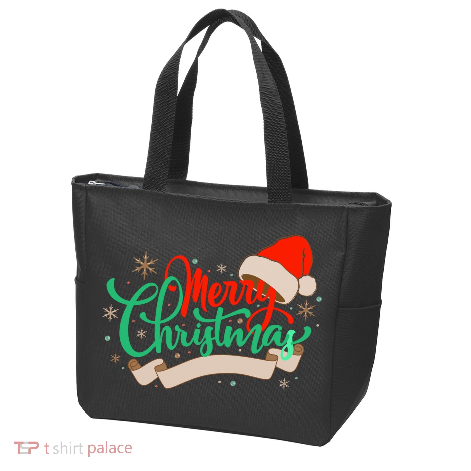 Merry Christmas Holiday Santa Snowflake Tote Bag