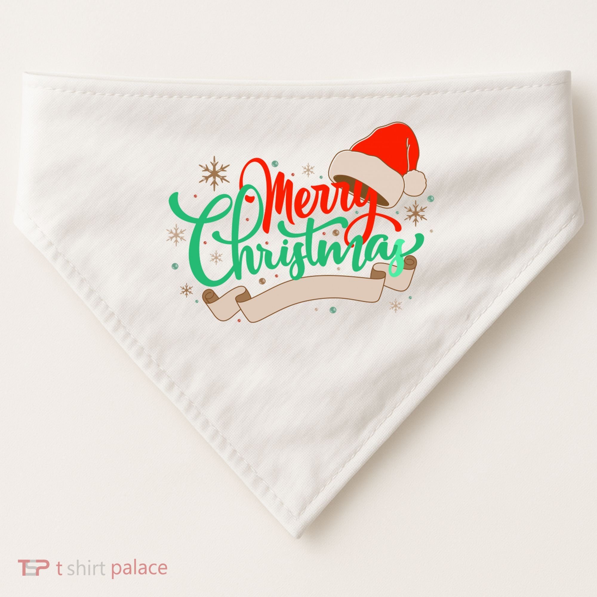 Merry Christmas Holiday Santa Snowflake USA-Made Doggie Bandana