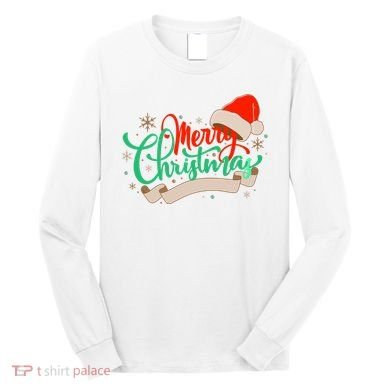Merry Christmas Holiday Santa Snowflake Long Sleeve Shirt