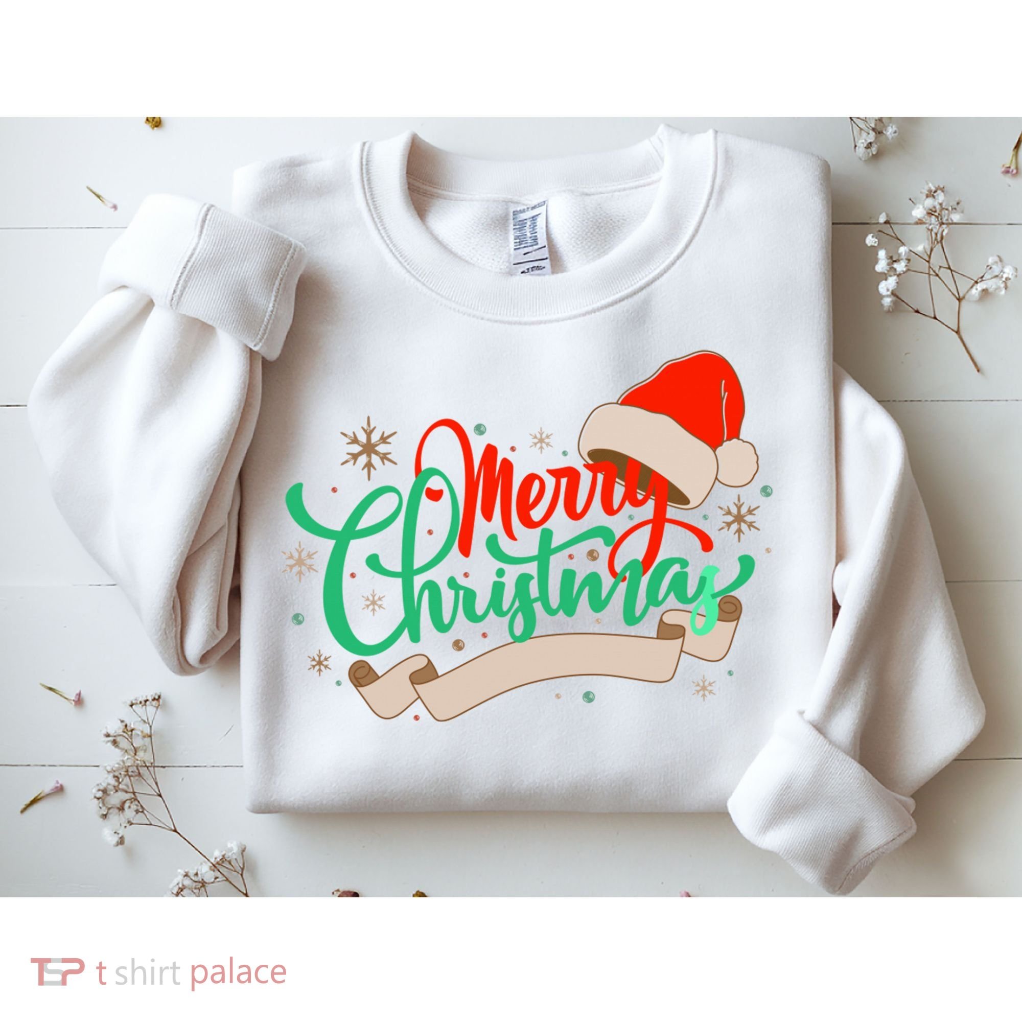Merry Christmas Holiday Santa Snowflake Sweatshirt