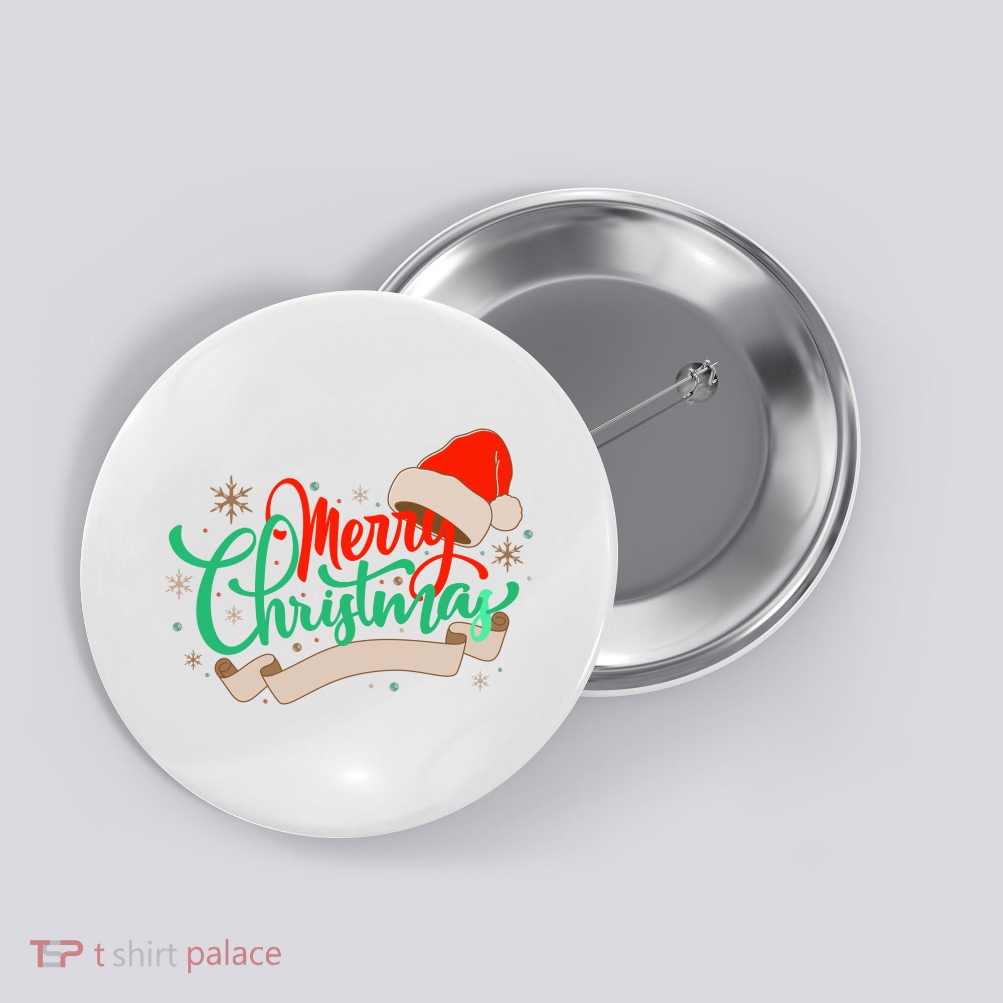 Merry Christmas Holiday Santa Snowflake Button