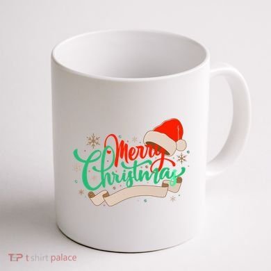 Merry Christmas Holiday Santa Snowflake Coffee Mug back