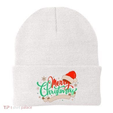 Merry Christmas Holiday Santa Snowflake Beanie