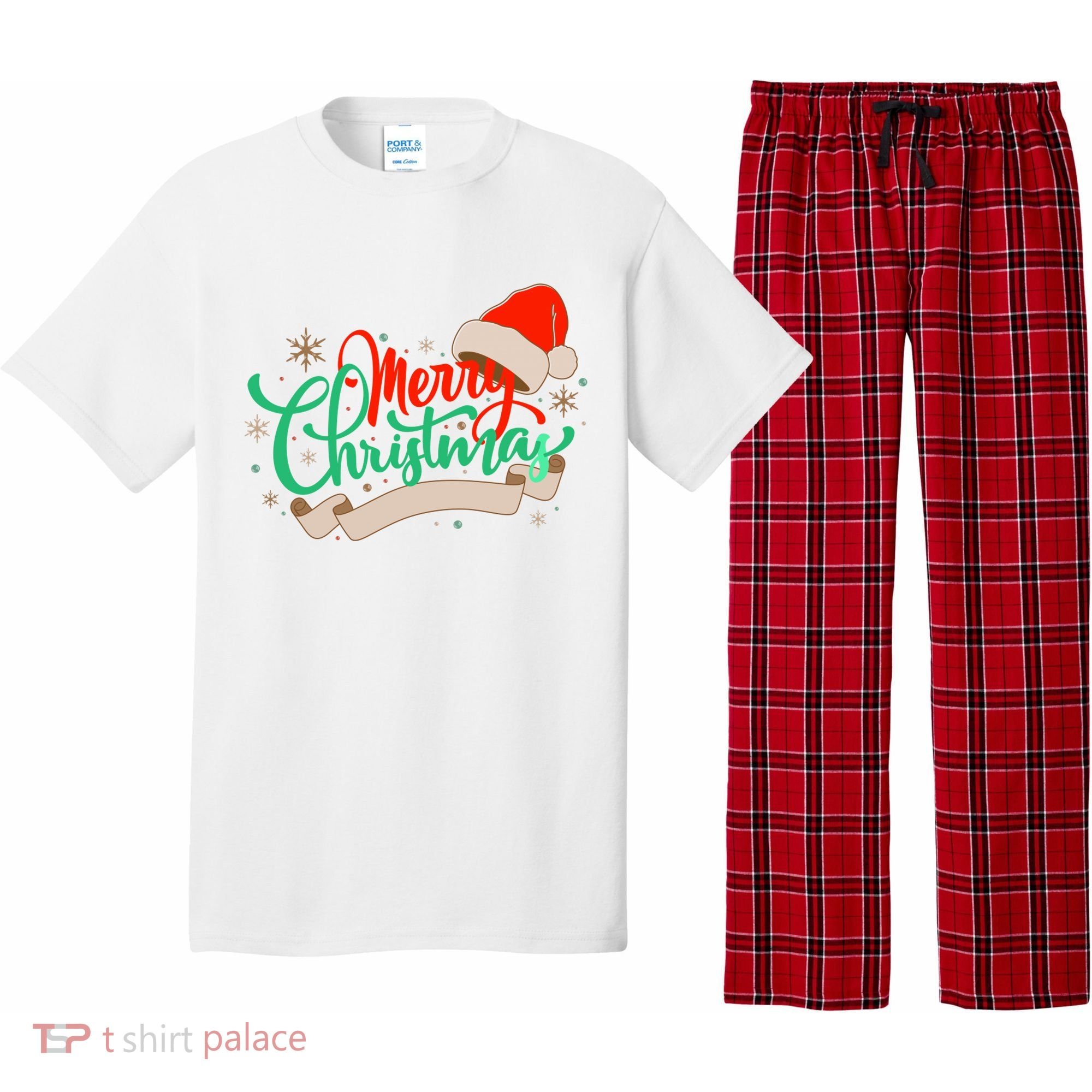Merry Christmas Holiday Santa Snowflake Pajama Set
