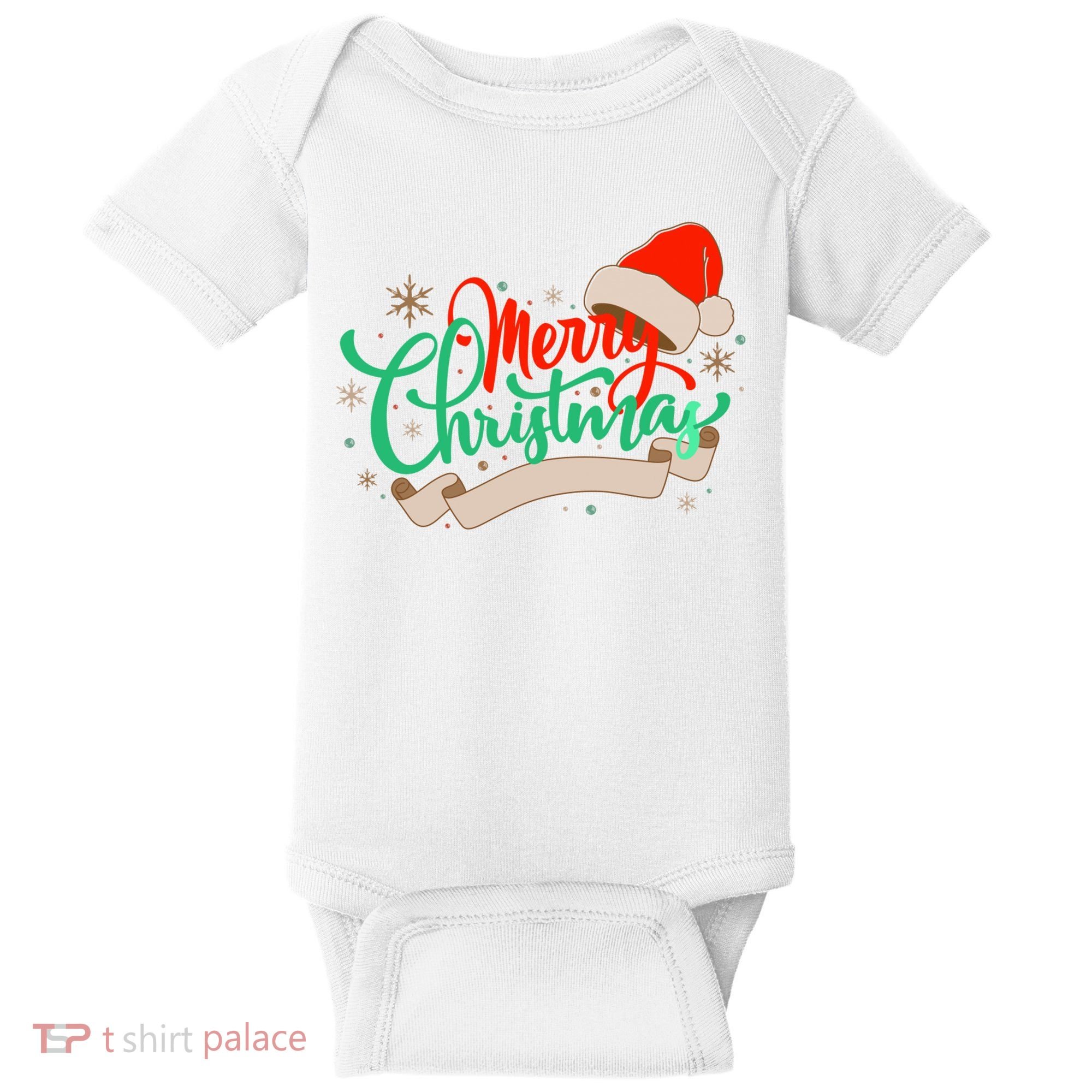 Merry Christmas Holiday Santa Snowflake Baby Bodysuit