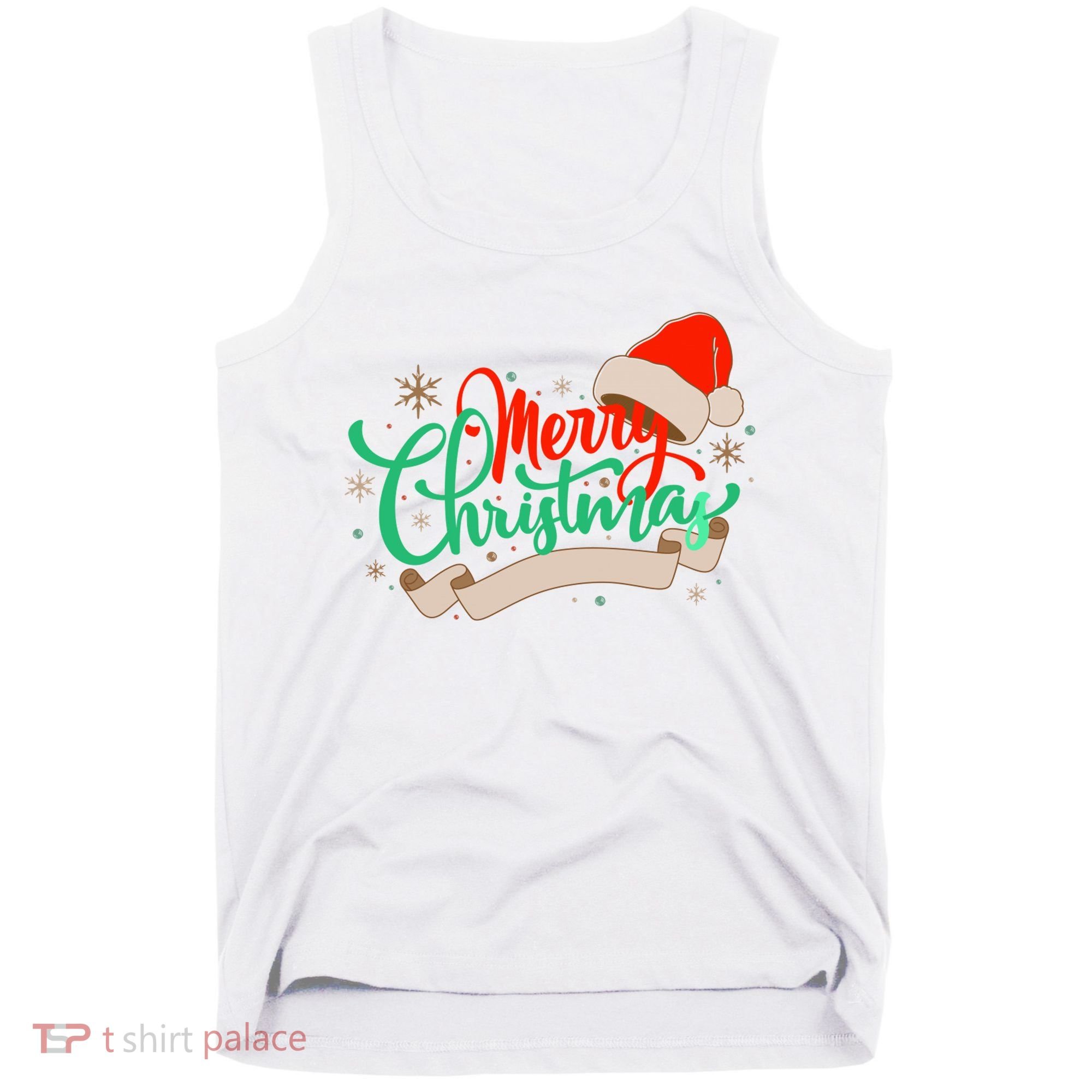 Merry Christmas Holiday Santa Snowflake Tank Top