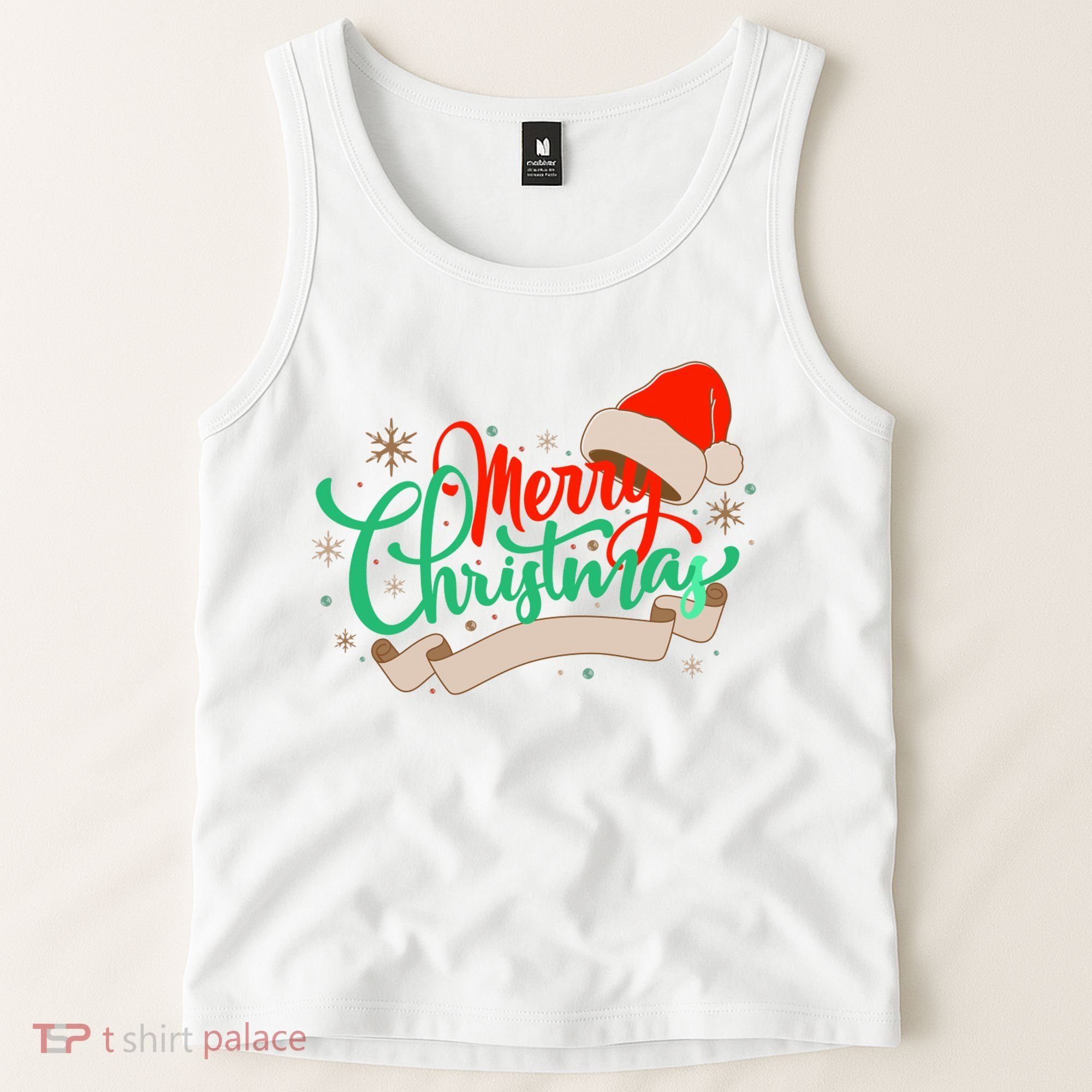 Merry Christmas Holiday Santa Snowflake Tank Top