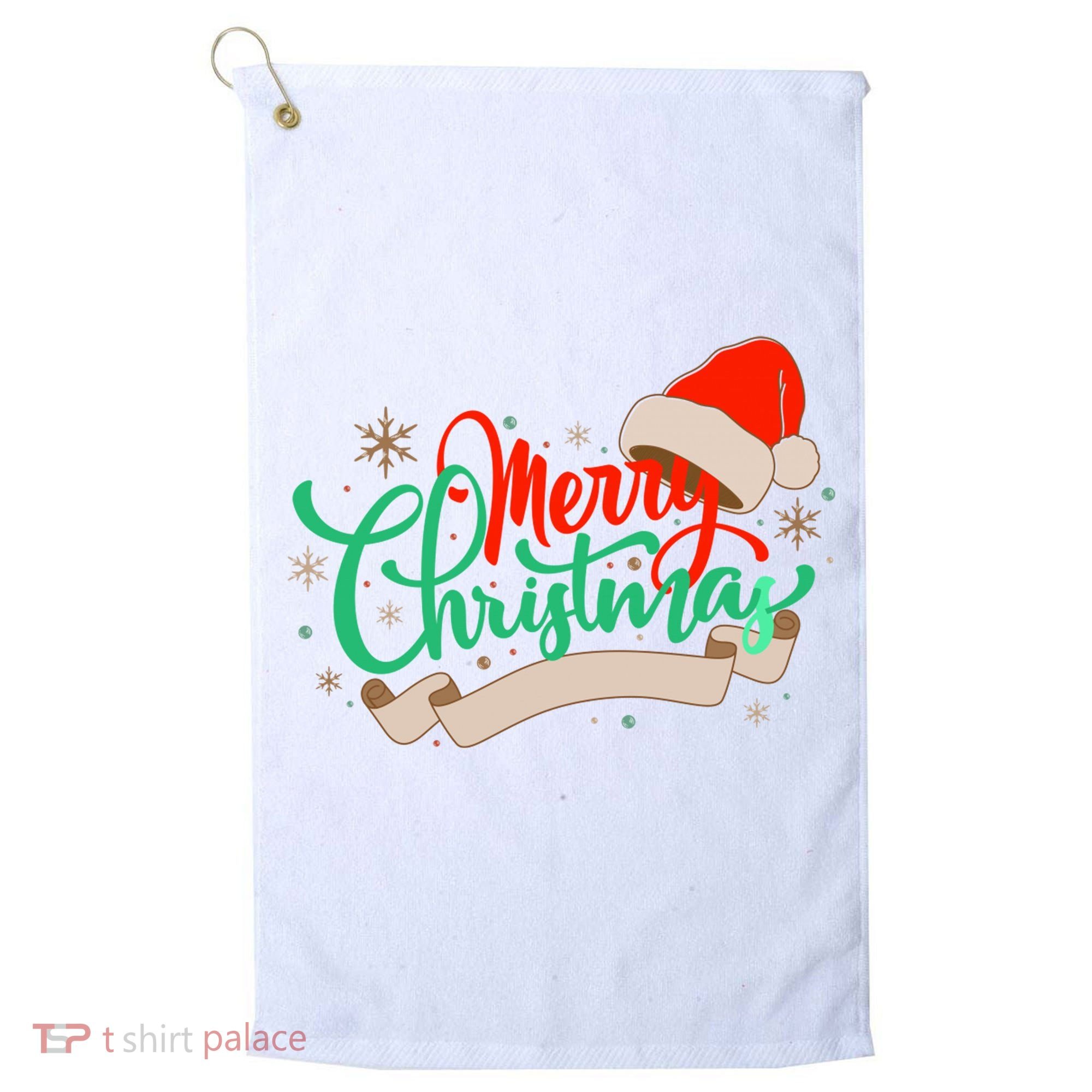 Merry Christmas Holiday Santa Snowflake Golf Towel