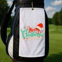 Merry Christmas Holiday Santa Snowflake Golf Towel thumb 2