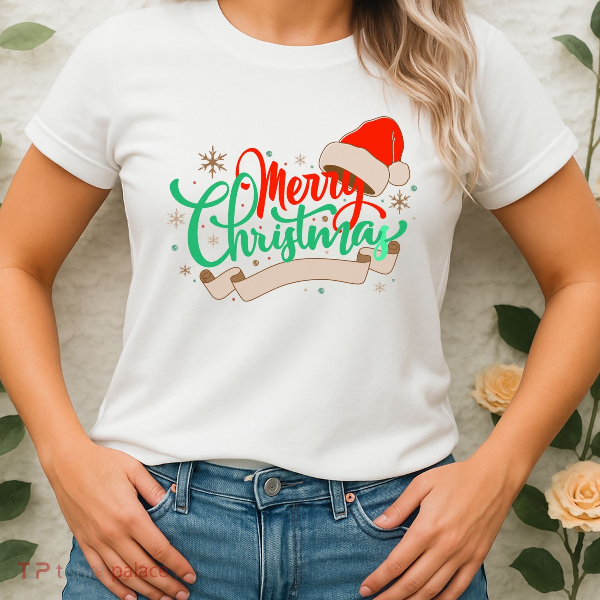 Merry Christmas Holiday Santa Snowflake Women's T-Shirt