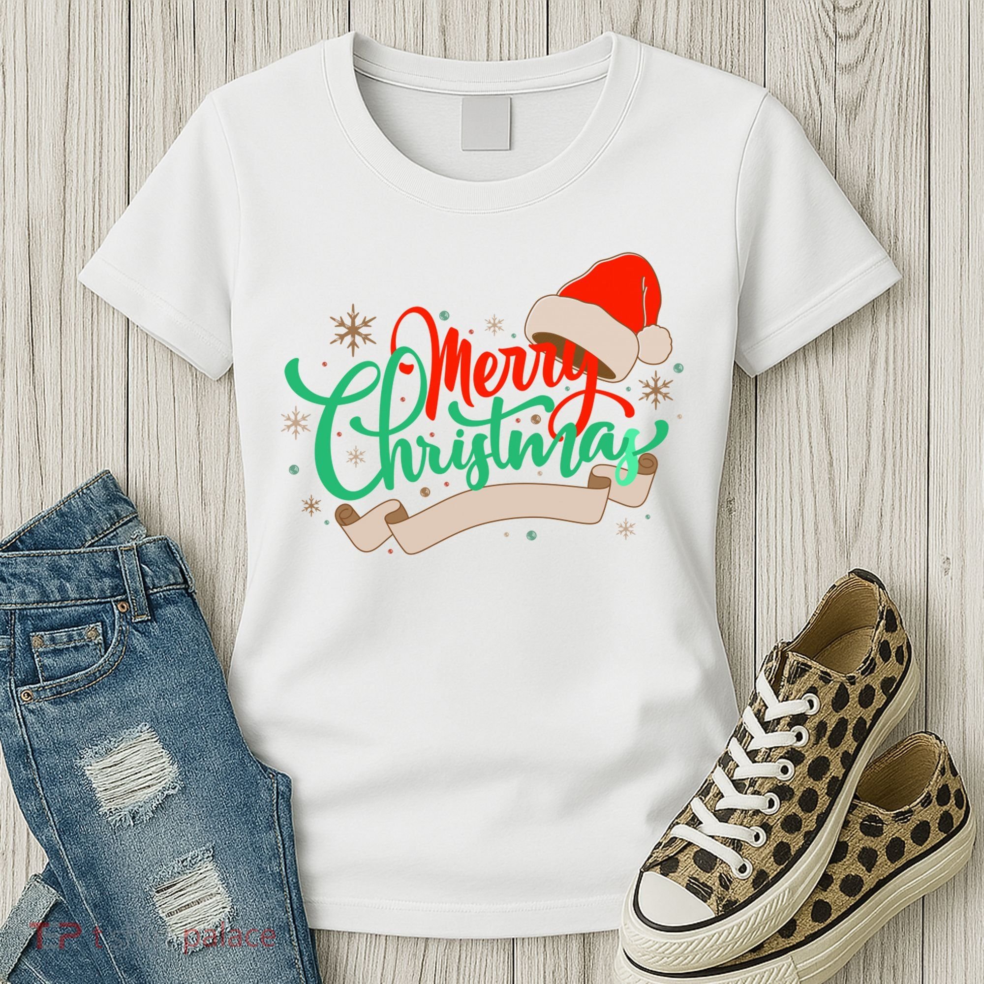 Merry Christmas Holiday Santa Snowflake Women's T-Shirt