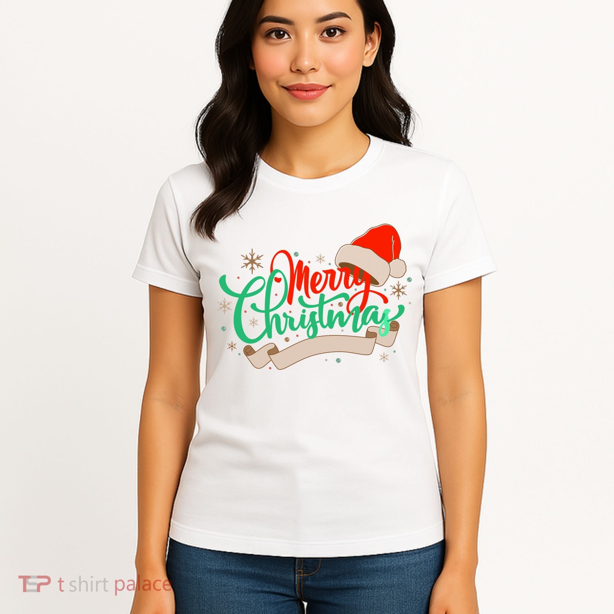 Merry Christmas Holiday Santa Snowflake Women's T-Shirt