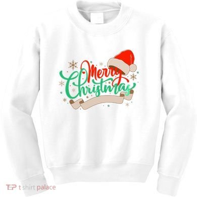 Merry Christmas Holiday Santa Snowflake Kids Sweatshirt