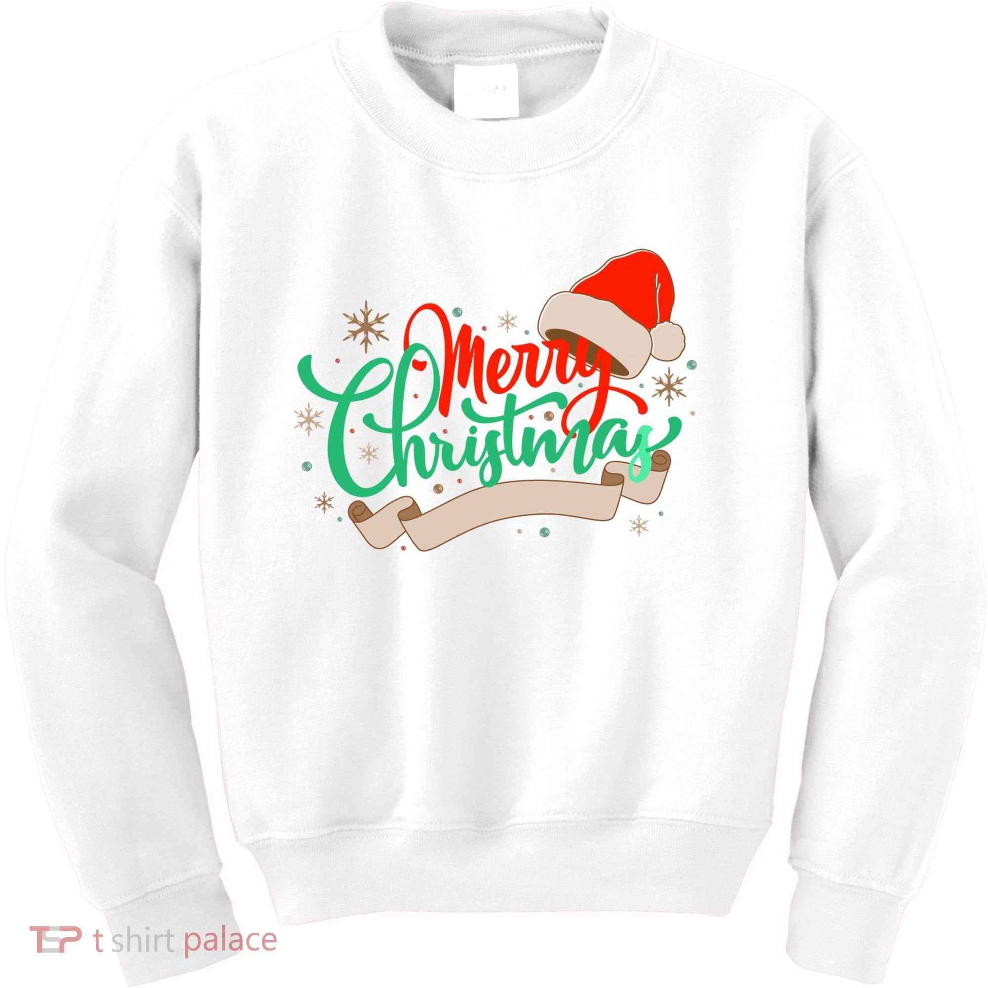 Merry Christmas Holiday Santa Snowflake Kids Sweatshirt