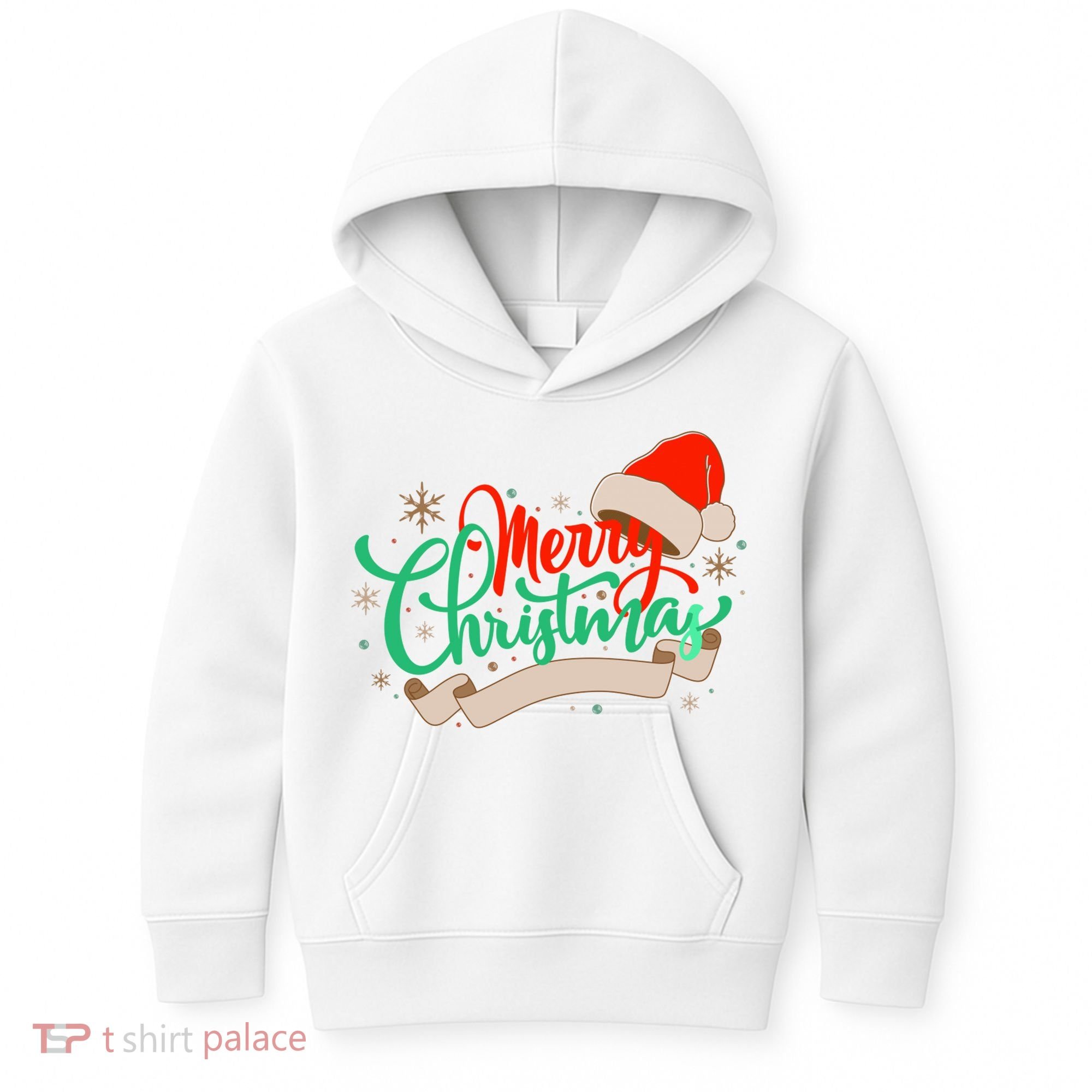 Merry Christmas Holiday Santa Snowflake Kids Hoodie
