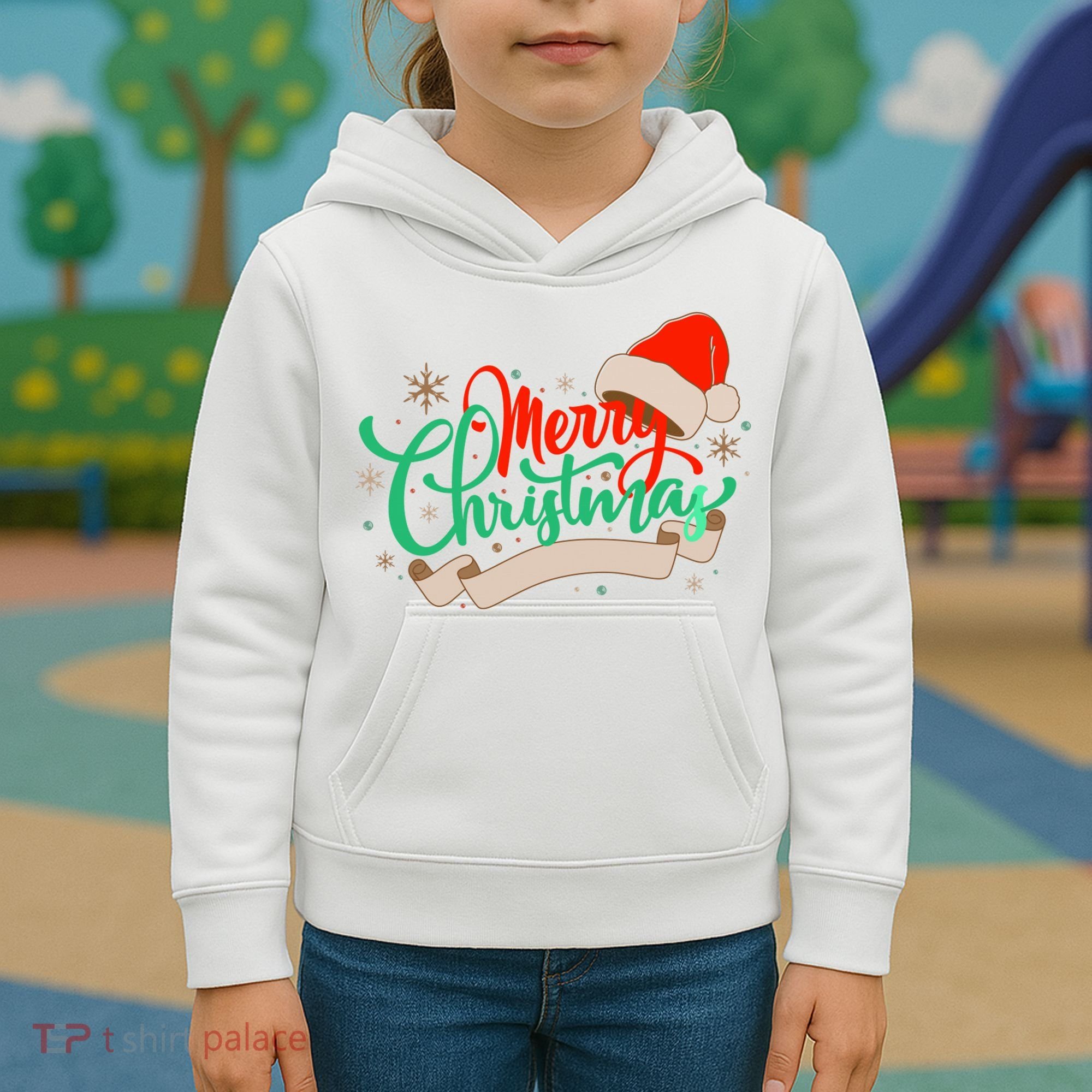 Merry Christmas Holiday Santa Snowflake Kids Hoodie