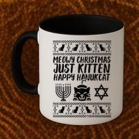 Meowy Catmas Happy Hanukcat Cute Christmas Hanukkah Cat Gift Cute Gift Coffee Mug thumb 2