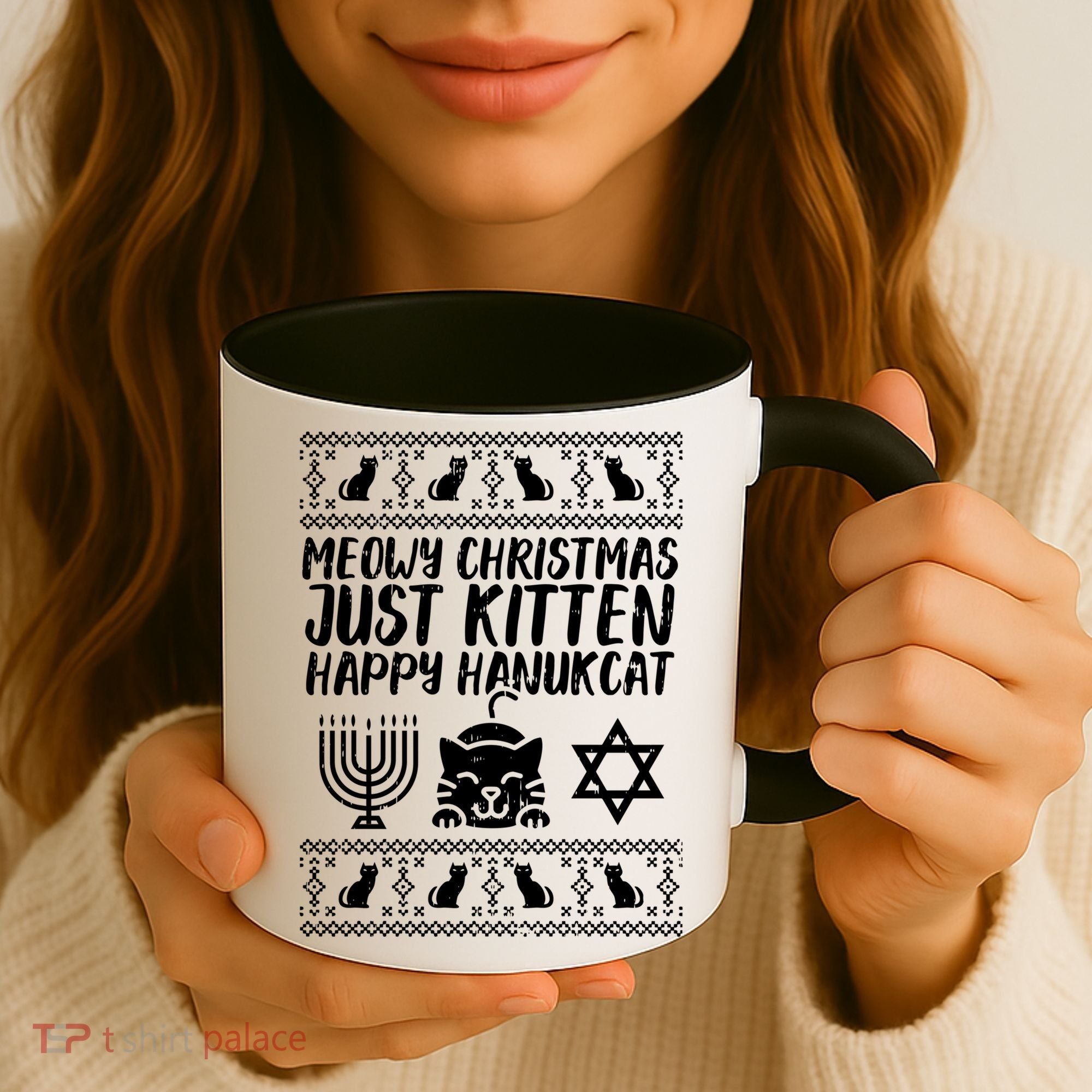 Meowy Catmas Happy Hanukcat Cute Christmas Hanukkah Cat Gift Cute Gift Coffee Mug