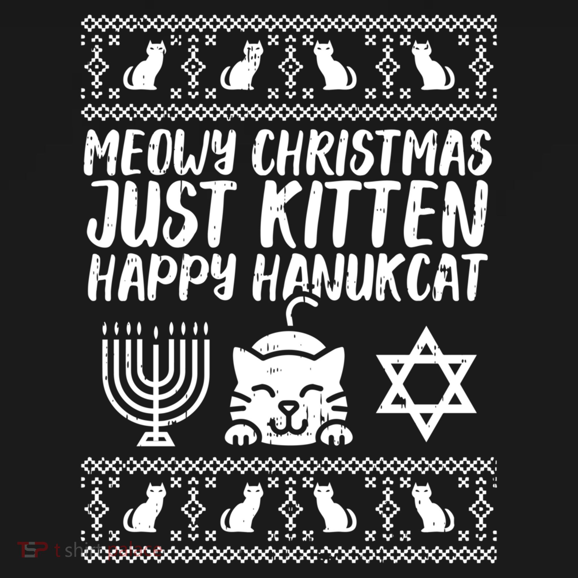 Meowy Catmas Happy Hanukcat Cute Christmas Hanukkah Cat Gift Cute Gift Women's Hoodie