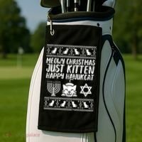 Meowy Catmas Happy Hanukcat Cute Christmas Hanukkah Cat Gift Cute Gift Golf Towel thumb 2