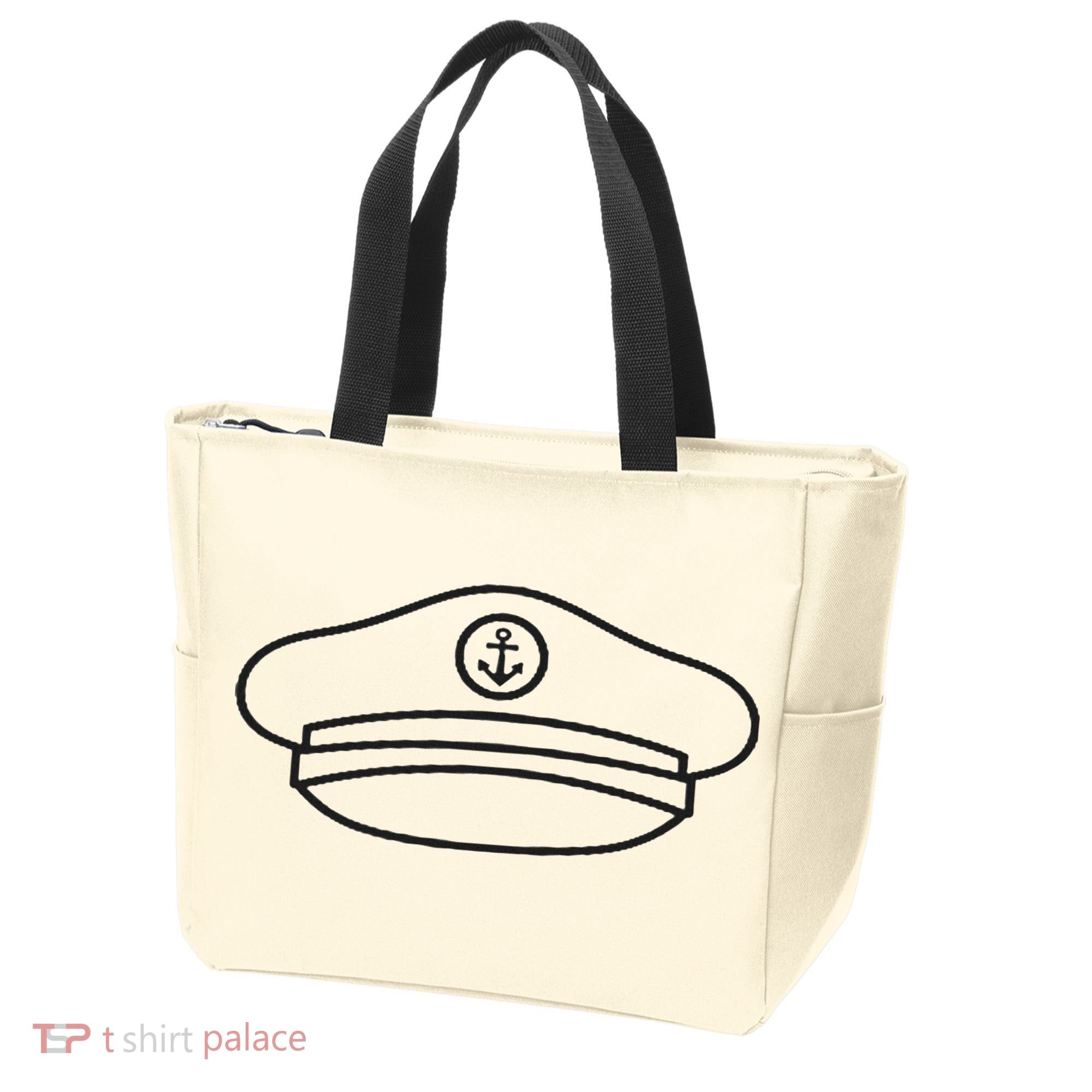 Minimalist Captain Hat Pocket Badge Icon Nautical Tote Bag