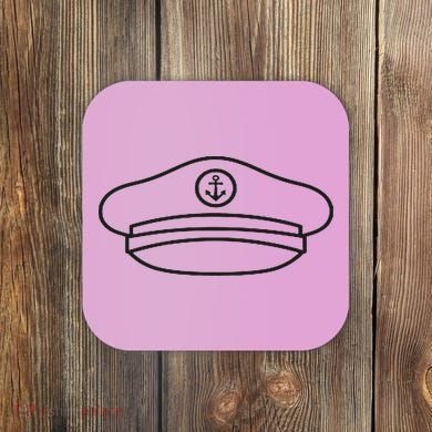 Minimalist Captain Hat Pocket Badge Icon Nautical Coaster