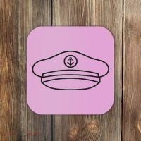 Minimalist Captain Hat Pocket Badge Icon Nautical Coaster thumb 0