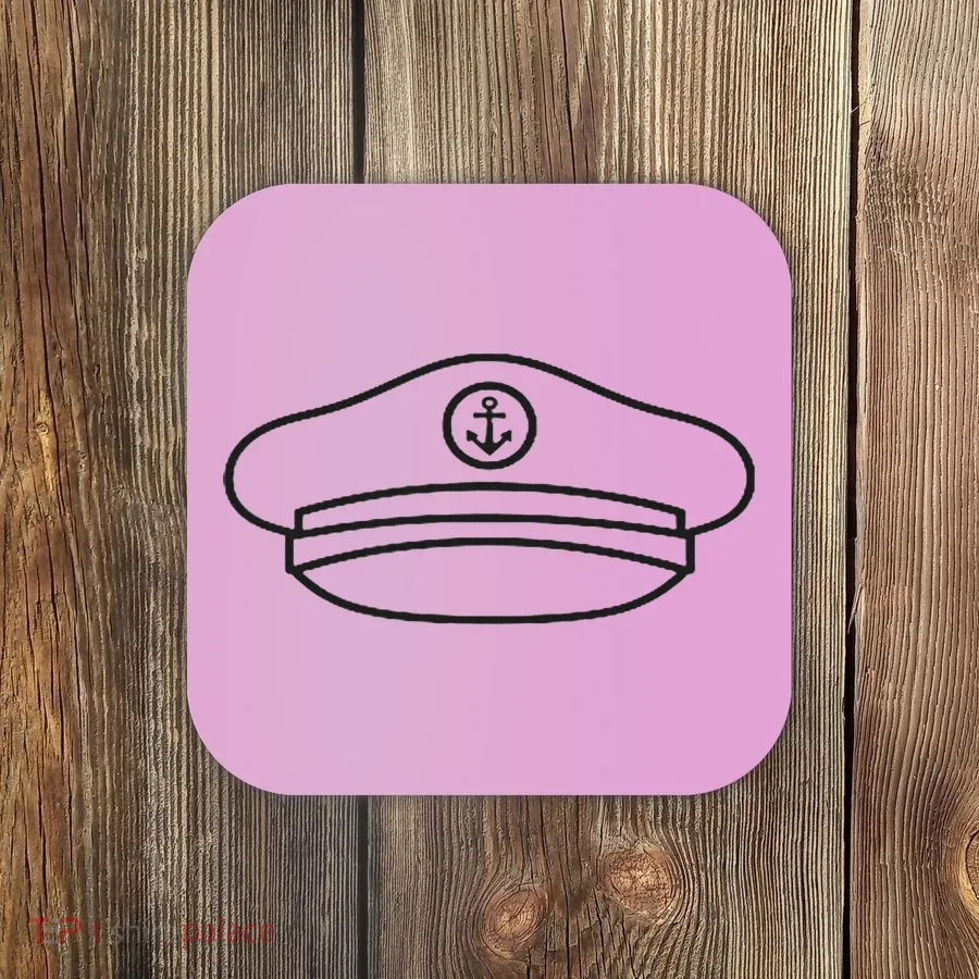 Minimalist Captain Hat Pocket Badge Icon Nautical Coaster