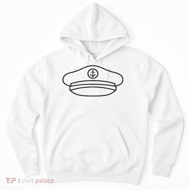 Minimalist Captain Hat Pocket Badge Icon Nautical Hoodie