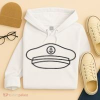 Minimalist Captain Hat Pocket Badge Icon Nautical Hoodie thumb 4