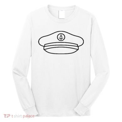 Minimalist Captain Hat Pocket Badge Icon Nautical Long Sleeve Shirt