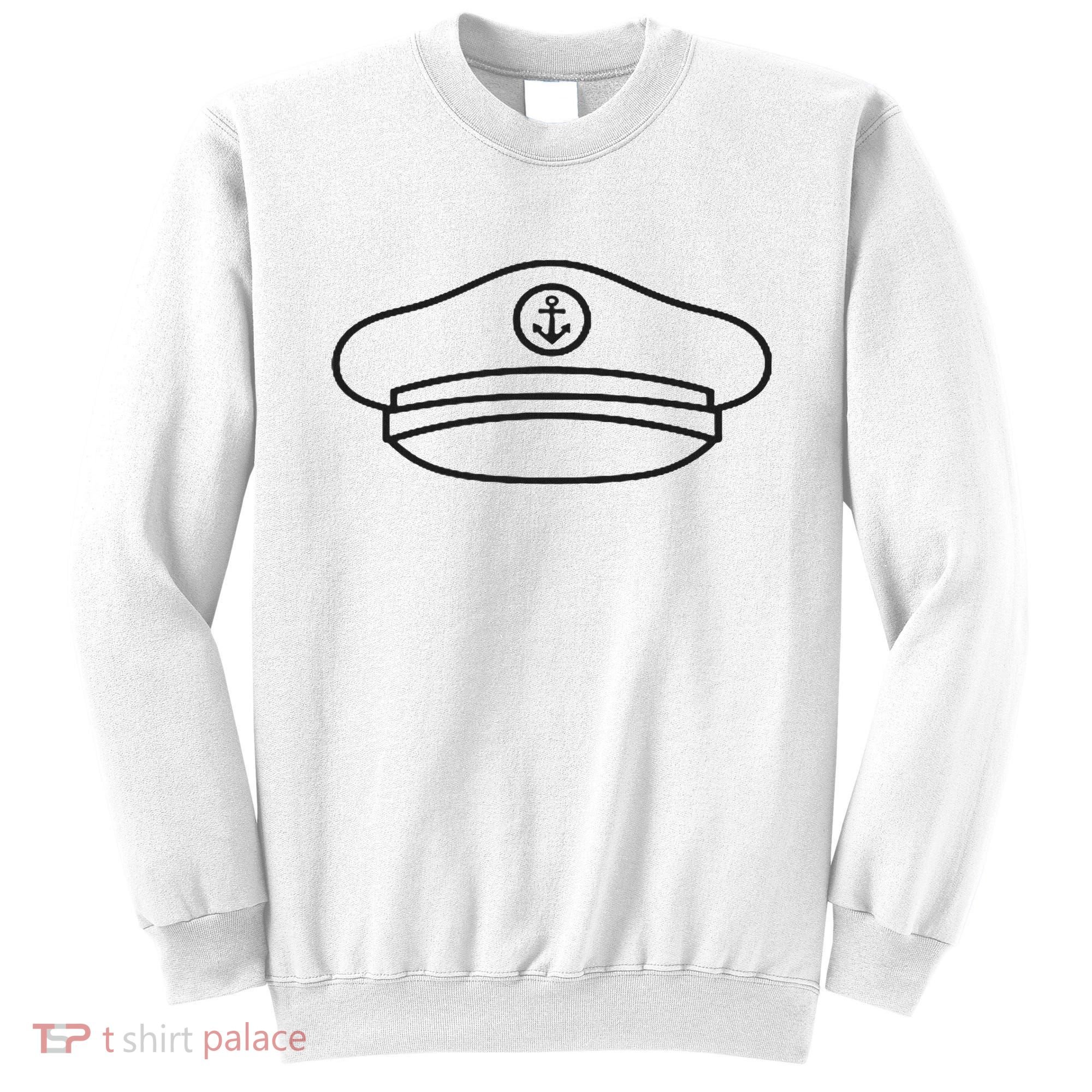 Minimalist Captain Hat Pocket Badge Icon Nautical Sweatshirt