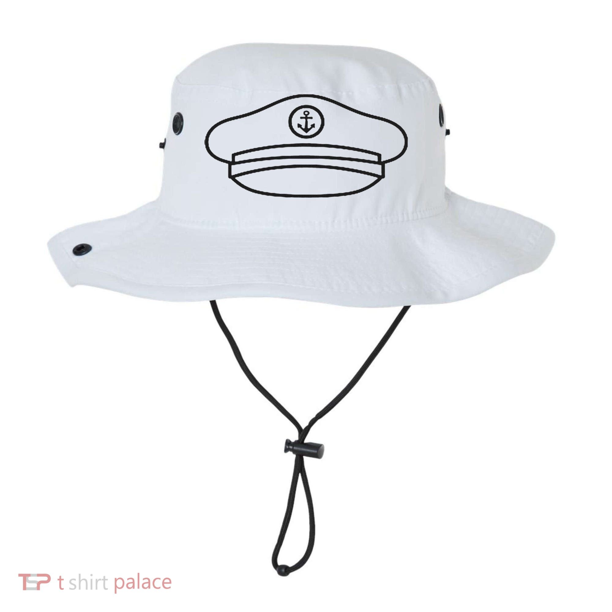 Minimalist Captain Hat Pocket Badge Icon Nautical Bucket Hat