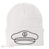 Minimalist Captain Hat Pocket Badge Icon Nautical Beanie thumb 0