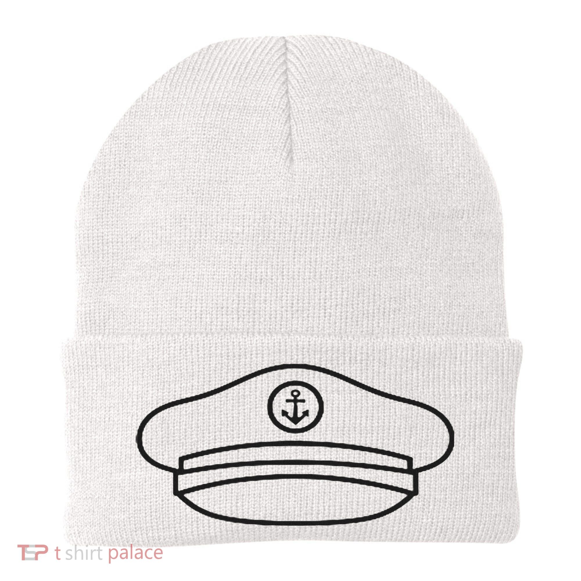 Minimalist Captain Hat Pocket Badge Icon Nautical Beanie