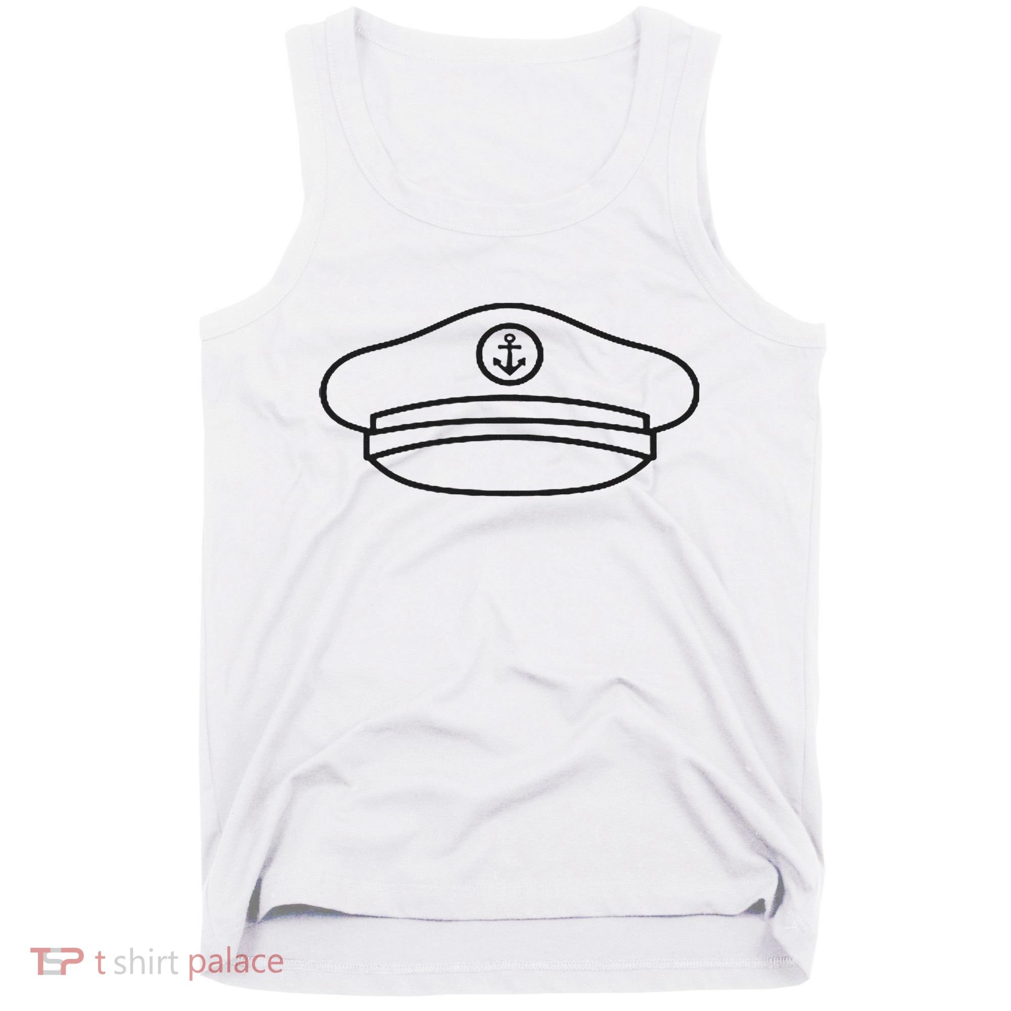 Minimalist Captain Hat Pocket Badge Icon Nautical Tank Top