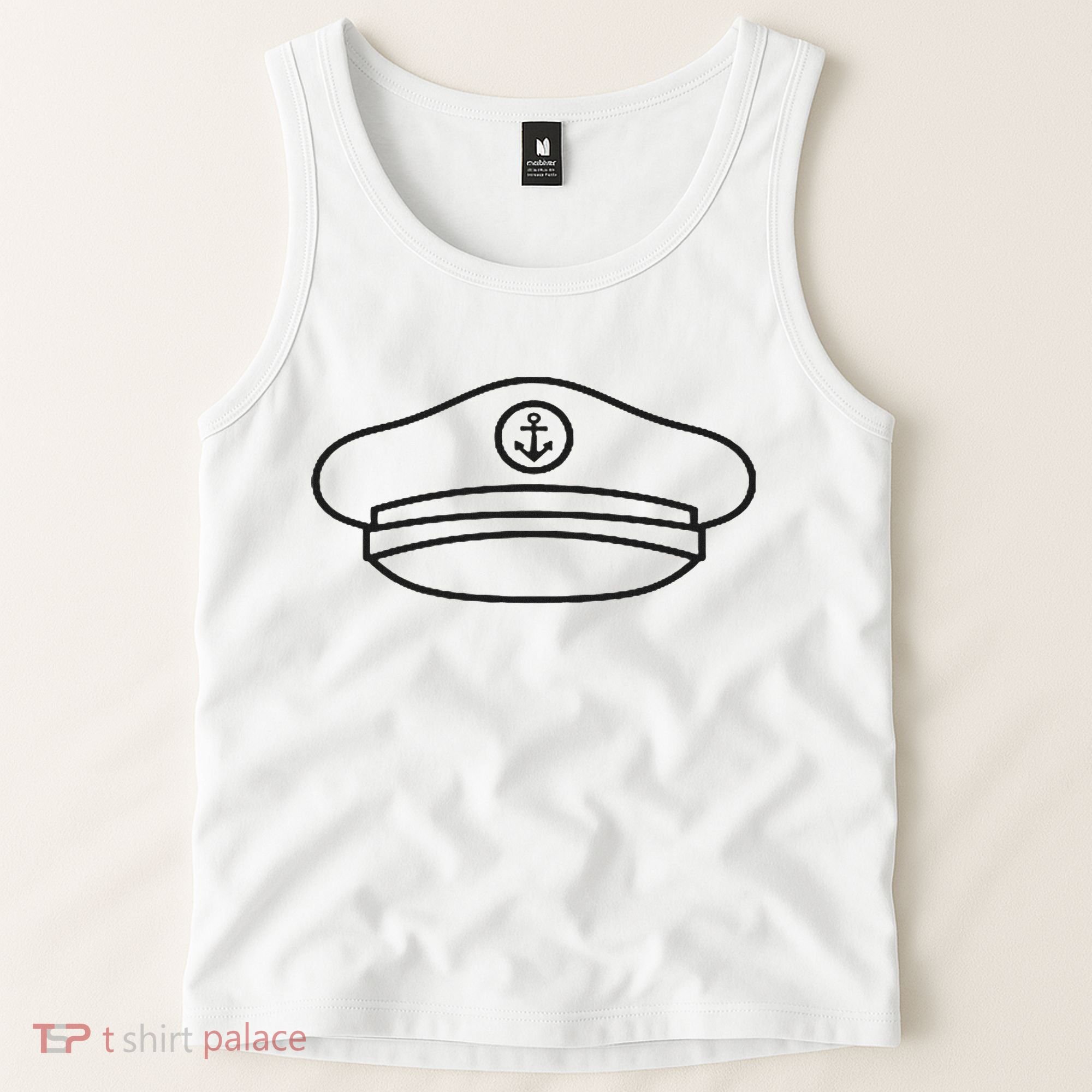Minimalist Captain Hat Pocket Badge Icon Nautical Tank Top