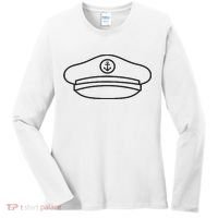 Minimalist Captain Hat Pocket Badge Icon Nautical Women's Long Sleeve Shirt thumb 0